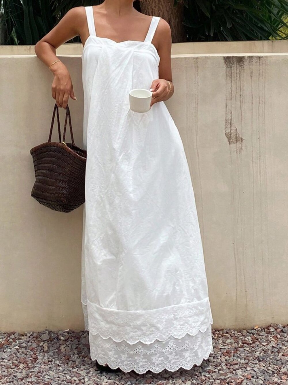 White Casual Women's Loose Dress - Picture 3 of 7